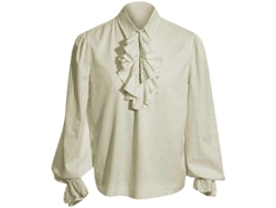 Camisa Pirata Medieval Manga Larga Renacimiento Steampunk Blusa Gothic Halloween Xxl Xxl Beige