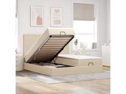 Syfax™ Estructura De Cama Otomana Con Colchones Tela Crema 180x200cm