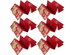 6 Sobres Rojos Expandibles, Bolsas De Dinero Con Compartimentos, Decorativas Li Xi Hongbao Para