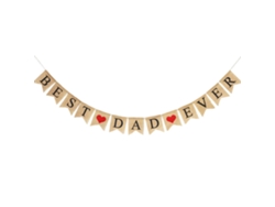 Bjww-bandera De Letras Best Dad Ever Con Corazón Rojo Decorativo, Bandera De Juta Para Fiestas Y Decoración