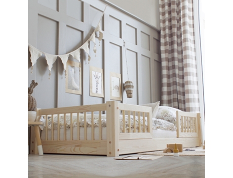 Cama 70X140 com Calhas e Base com Pés de 1 Cm Adèle Bois