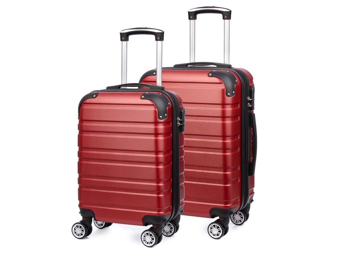 Juego De 2 Maletas Trolley Extensibles, En Material Ligero Abs De Alta Resistencia Con Esquinas Reforzadas. Cerradura Numérica, 4 Ruedas Giratorias.