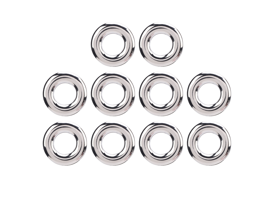 10pcs Ilhós de Liga Prata 17.4mm Diâmetro Interno Duas Faces para Sapatos Couro Artesanato