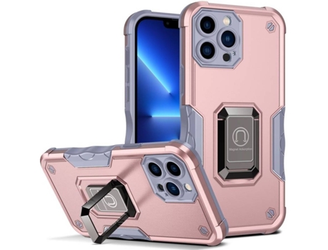 Funda iPhone 13 Pro Max HFS-HOUSE Pro Max Kickstand Anillo Rosa