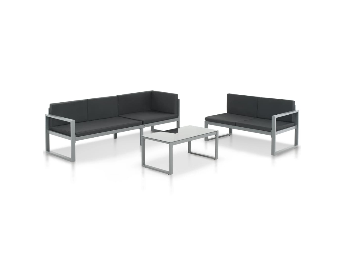 Conjunto Lounge P/ Jardim Com Almofadas 3 Piezas Aluminio Marrom Dkd Home Decor