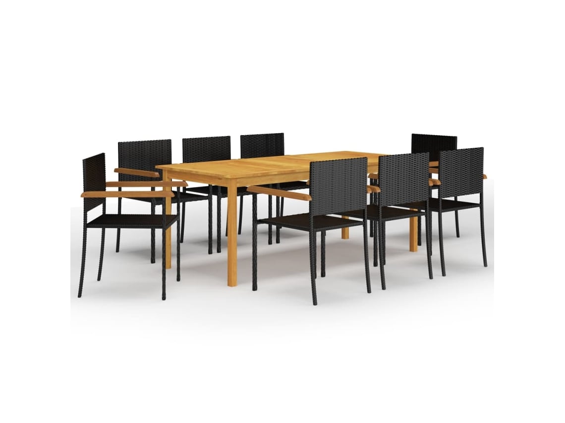 Juego de comedor de jardín negro de 2 piezas Dkd Home Decor
