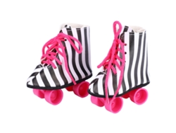 20du26 Accesorio de patines para muñeca de 45 cm, diseño a rayas blancas y negras.