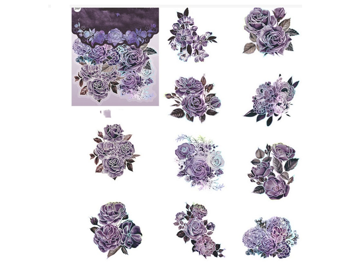 20 Hojas De Pegatinas De Flores De Pet En Diferentes Estilos, Fáciles De Usar Para Scrapbooking, Bricolaje Y Manualidades.