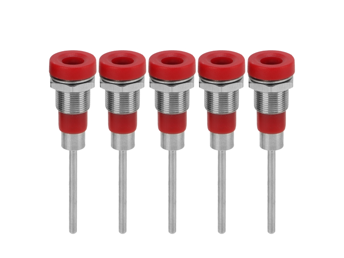 Kit De 5 Conectores Banana De 4 Mm Con Terminales De Latón Niquelado J.40013red Para Equipos De Prueba Electrónicos.