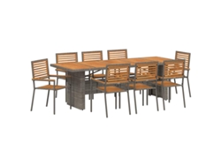 Maison Exclusive - Conjunto De Comedor De Jardín 9 Pcs Gris Y Marrón