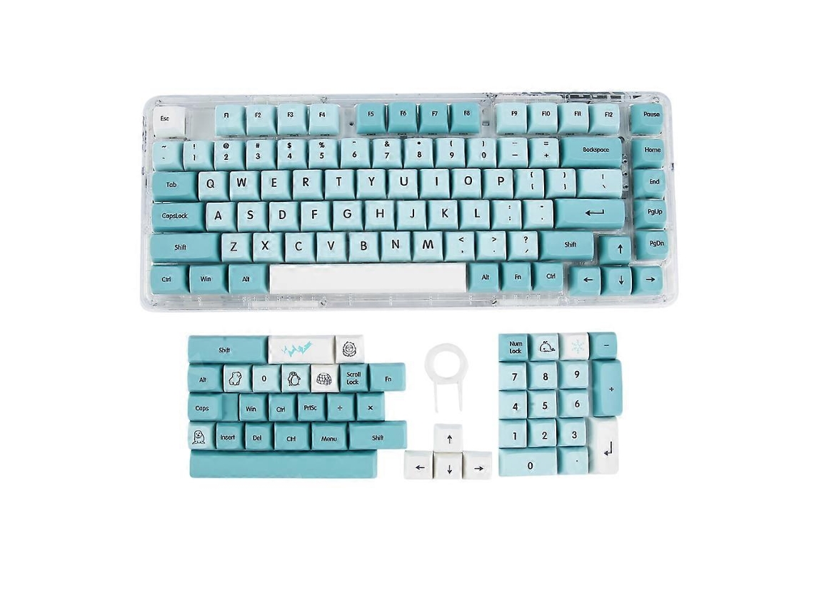 Teclado azul hielo con 126 teclas inglesas, interruptor mecánico, caja de presentación, teclados y teclados numéricos Everley891