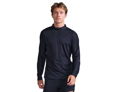 Camiseta de Hombre para Running 2XU Meio Zíper Speed Negro (XL)