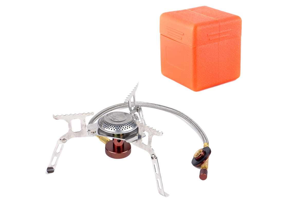 Hornilla De Gas Para Camping De 3500 W Con Encendido Piezoeléctrico, Portátil, Ligera Y Compacta, De Madera, Aluminio Y Acero Inoxidable.