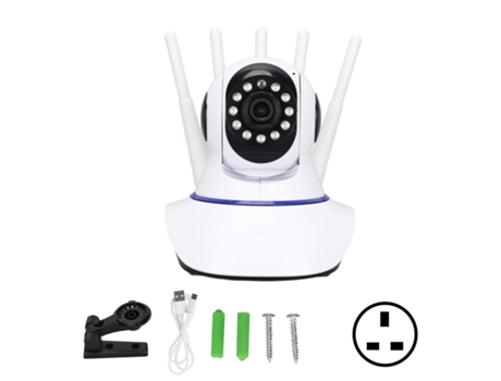 Cámara de seguridad para el hogar Cámara IP inalámbrica con visión nocturna por infrarrojos para interiores 100‑240V Enchufe del Reino Unido ZMDECQ...