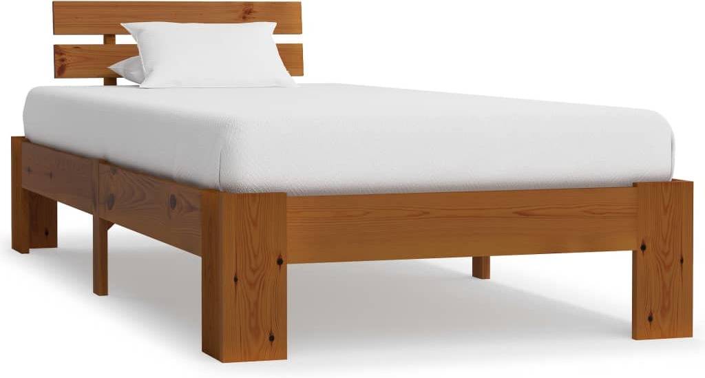 Cama VIDAXL 283178 Pino Macizo Marrón Miel (Compatible con Colchón: 90x200 cm)