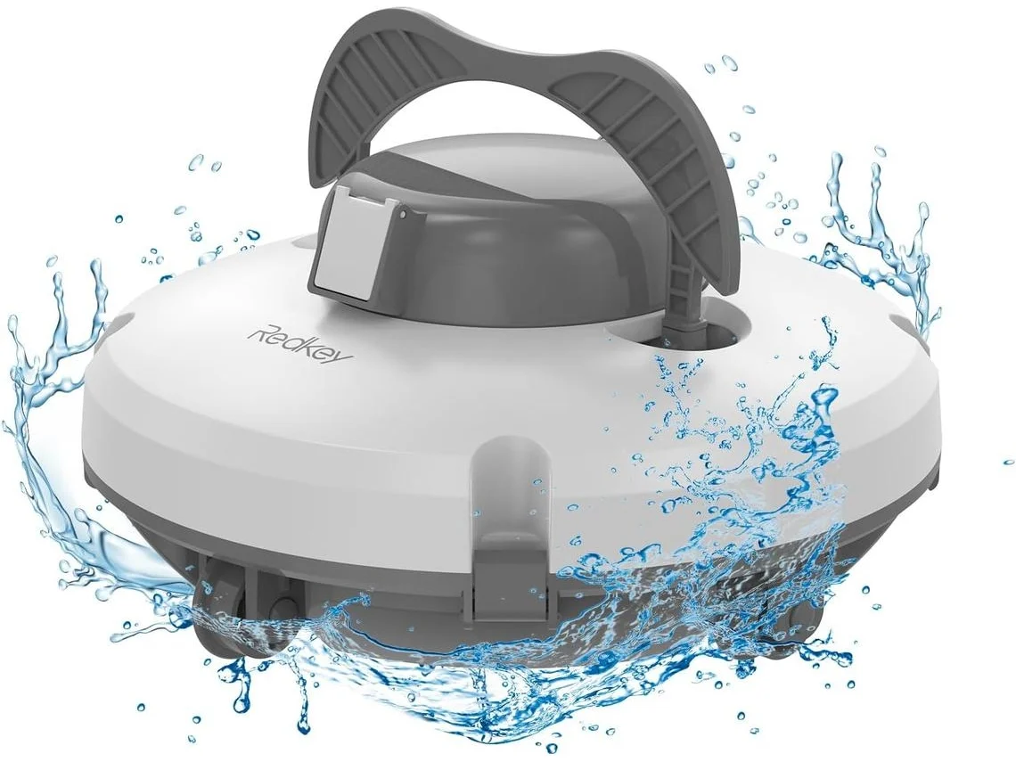Robot Limpiador de Piscina Eléctrico REDKEY S100 con gran motor de 5200mAh, tiempo de limpieza de 130 minutos
