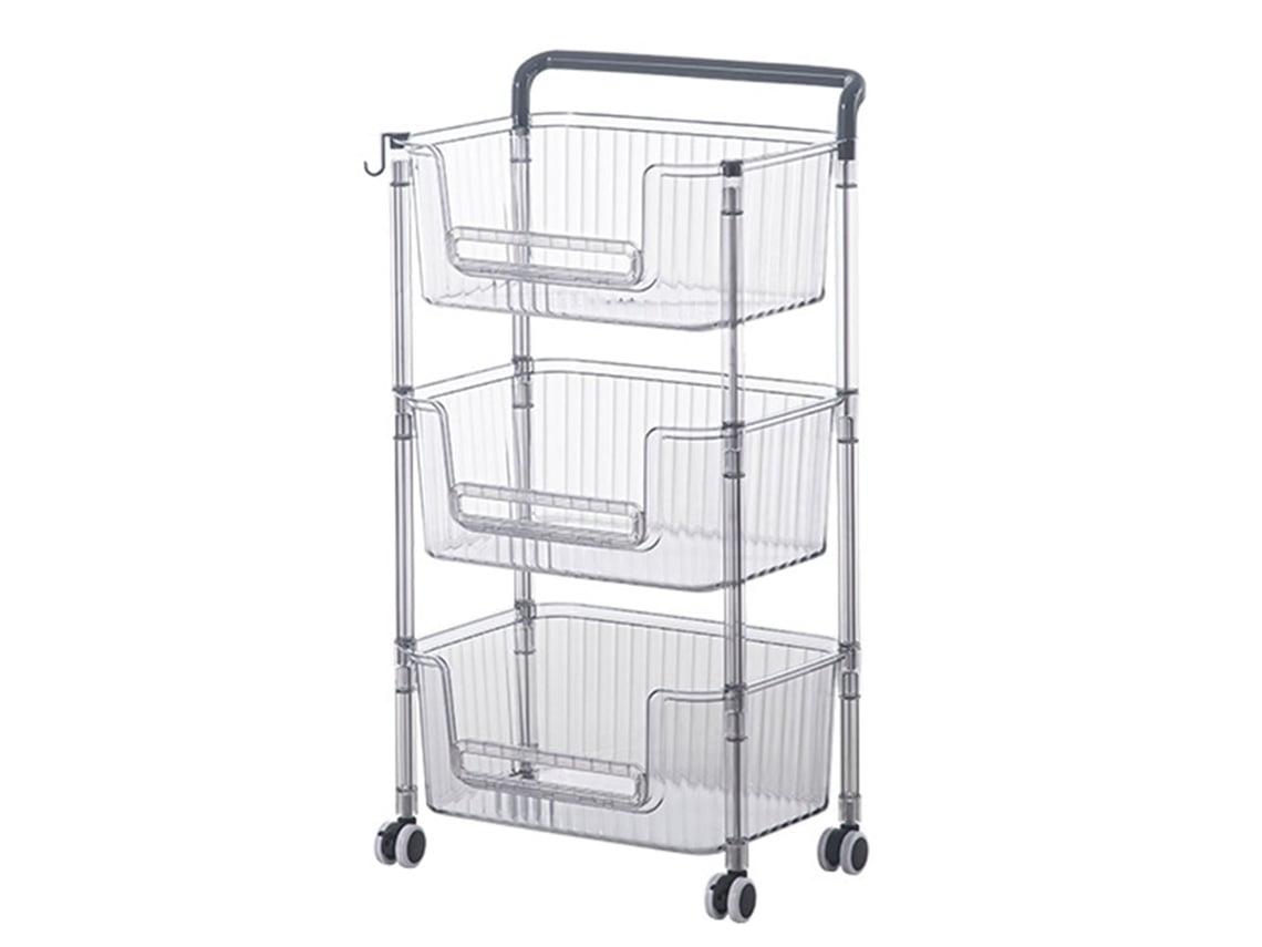 Carrito de almacenamiento con ruedas, estable, elegante, multifuncional, duradero, organizador de almacenamiento móvil, carrito para el hogar, 3 niveles
