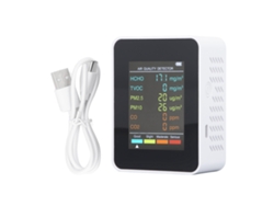 Monitor portátil de calidad del aire CO2 TVOC HCHO PM2.5 PM10 con alarma LCD blanca