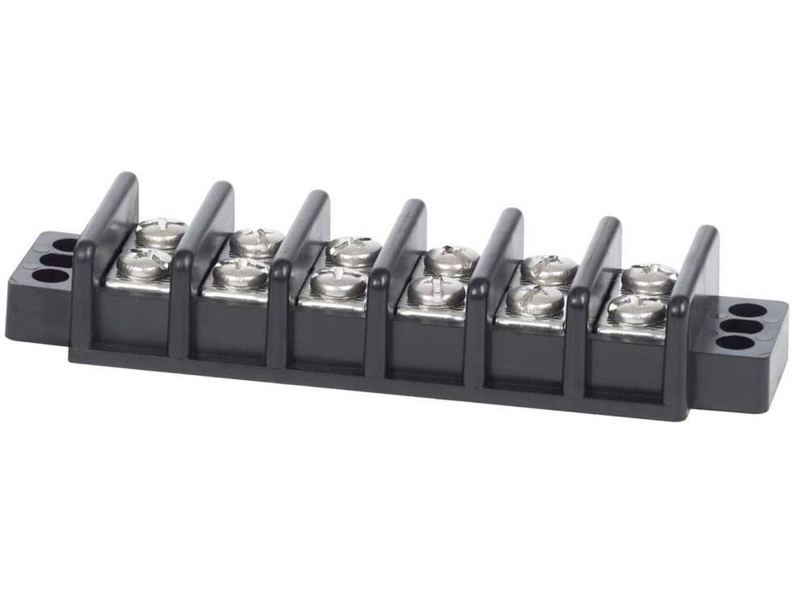 Tomada Elétrica BLUE SEA Terminal Block 30A 6 Circuit Negro