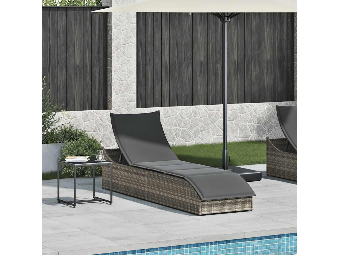 Tumbona plegable con cojín y almacenaje, mimbre, MAISON EXCLUSIVE (sin dimensiones)