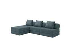 Sofá Modular 3+1+puff Convertible Veludo Regular Azul Escuro