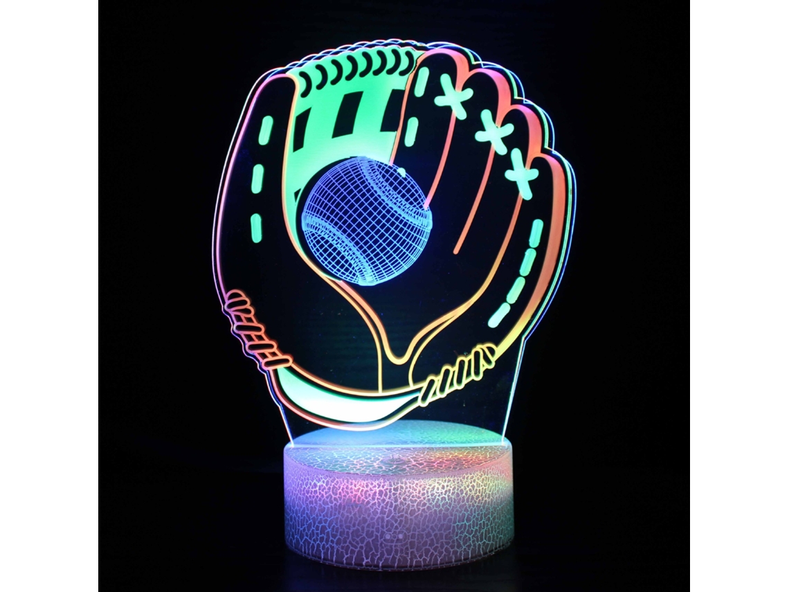 Lámpara De Noche De Béisbol, 16 Colores Cambiantes Con Control Remoto, Visión Nocturna 3d Estéreo Digitallab