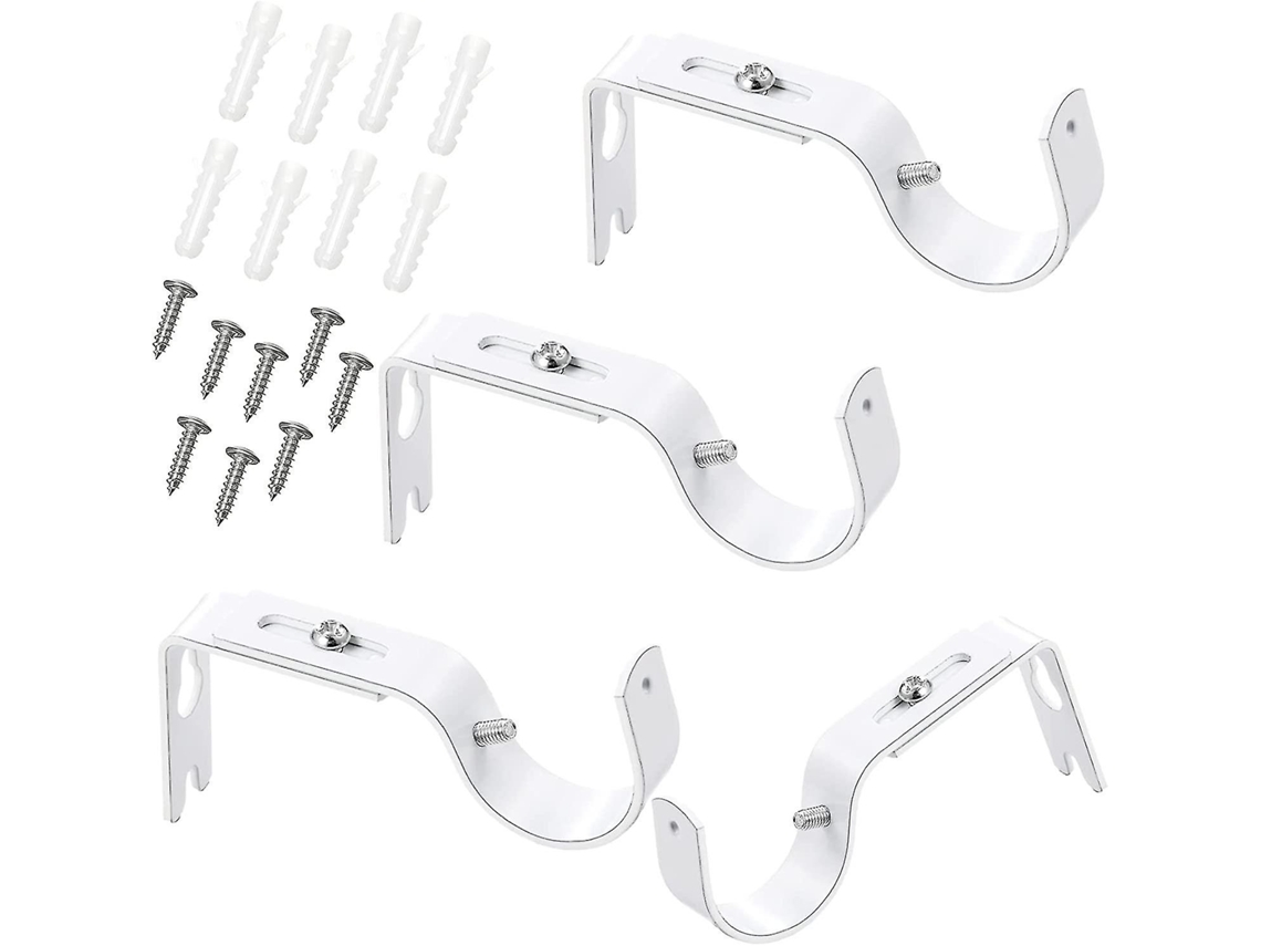 4 Soportes De Varillas De Cortina Ajustables De Hierro Con Tornillos Para Ventanas Y Exteriores Tamaño Universal 3/4 A 1 Pulgada