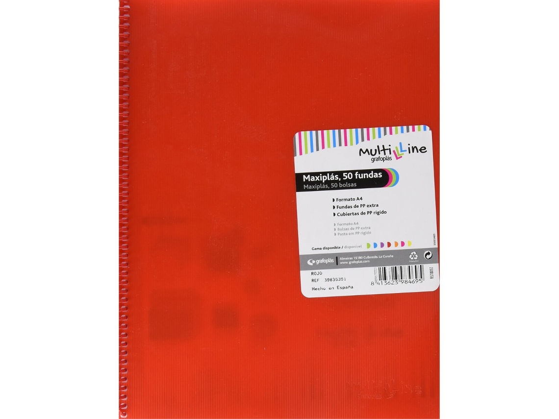 Carpeta Clasificadora Grafoplas Multiline Maxiplas Rojo A4 50 Fundas