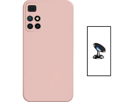 Kit Carcasa + Soporte Magnético Carro Xiaomi Redmi 10 2022 PHONECARE Rosa