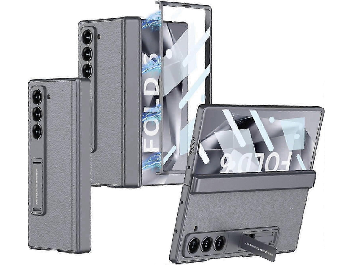 25-26 For Samsung Galaxy Z Fold 6 Case With Magnetic Hinge Protection Hidden S-pen Slot, Built-in Front Screen Kicstand Protective Case
