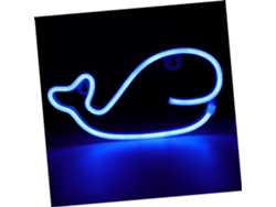 Luz De Neón Led Azul De Plástico Con Forma De Ballena, Funciona Con Pilas, Doble Uso, Decoración.