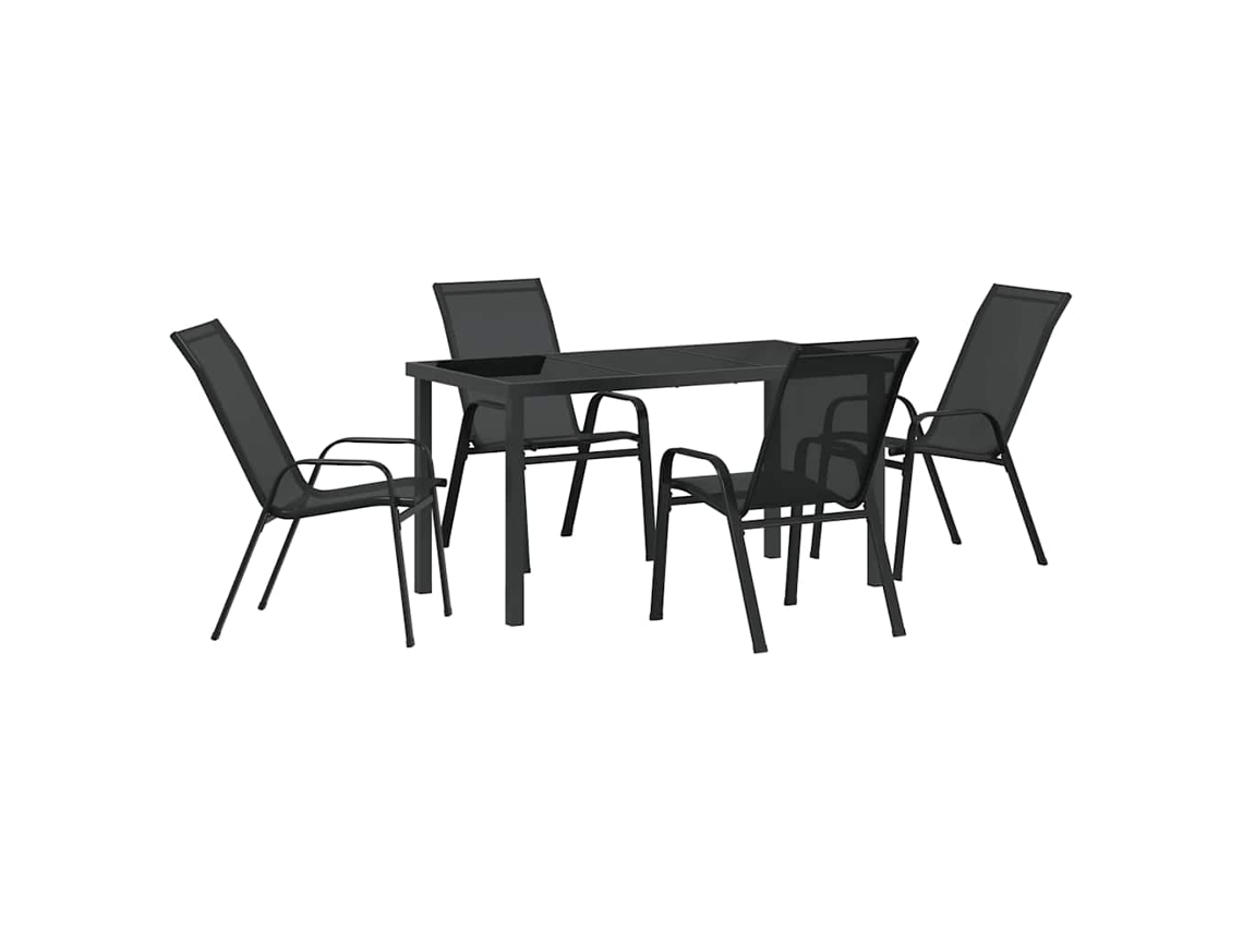 Maison Exclusive - Conjunto De Comedor De Jardín 5 Pcs Negro