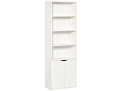 Librería Alta Con Compartimentos Y Puertas, De Color Blanco.