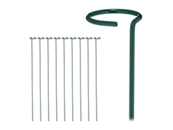 Varas De Apoio Relaxdays, 10 Unidades, Estacas Metálicas Com Anel, 80 Cm, Verde Escuro