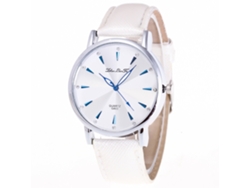 Reloj De Pulsera De Cuarzo Para Mujer Con Correa De Piel Sintética, Estilo Casual, Blanco.