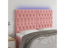 Cabecero Con Luces Led Terciopelo Rosa 144x7x118/128 Cm