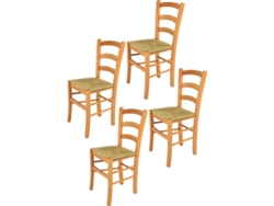 Conjunto de 4 Cadeiras T M C S Venice 320MI-HI (Castanho - 88x43x44 cm - Madeira)