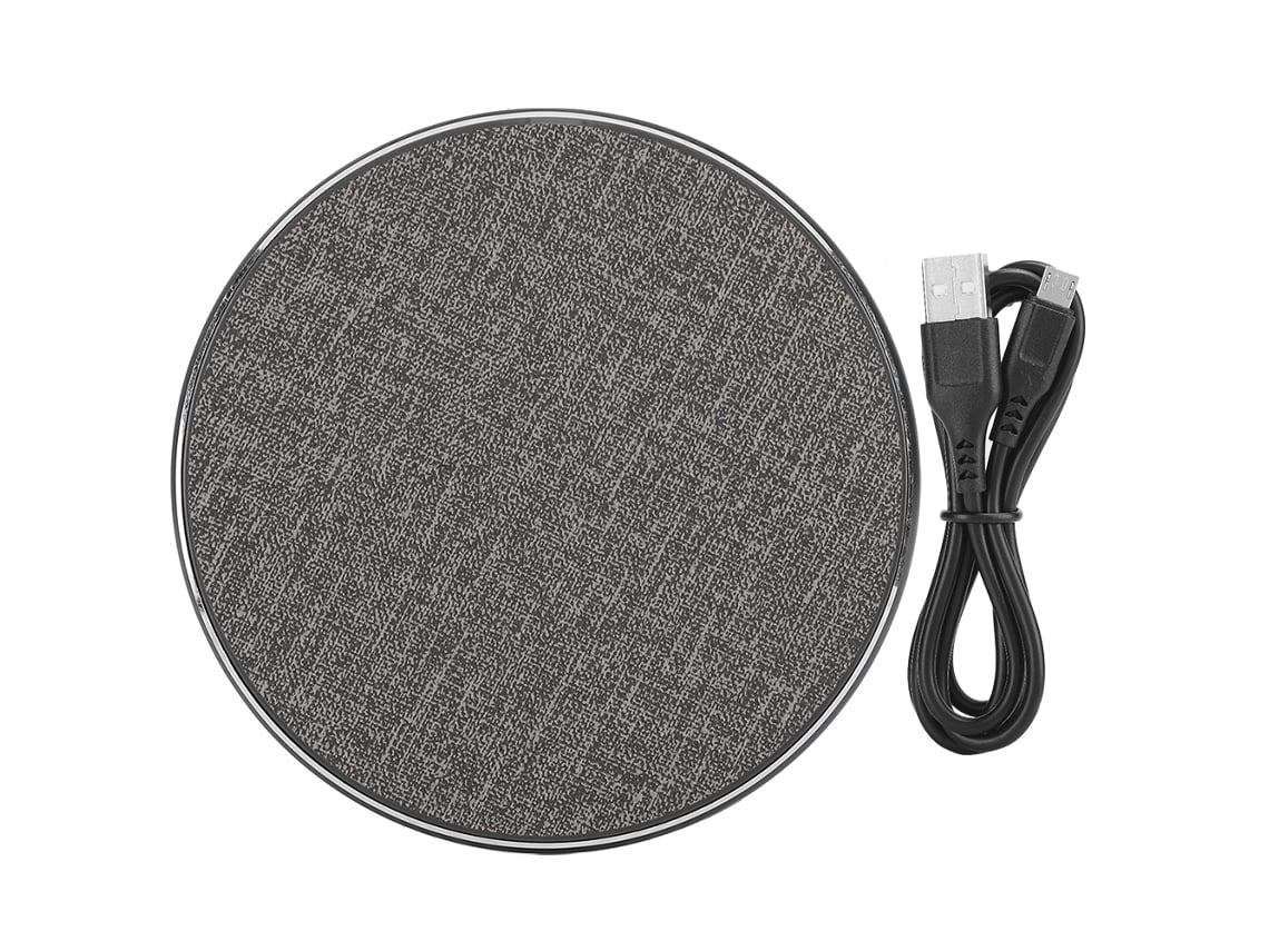 Cargador Inalámbrico De Carga Rápida Portátil De Aleación De Aluminio Ultra Delgado Con Patrón De Tela Redondo