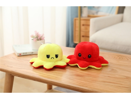 Voltereta de Doble Cara, Pulpo Lindo, Juguete de Muñeca de Mesa 20Cm Rojo A Amarillo