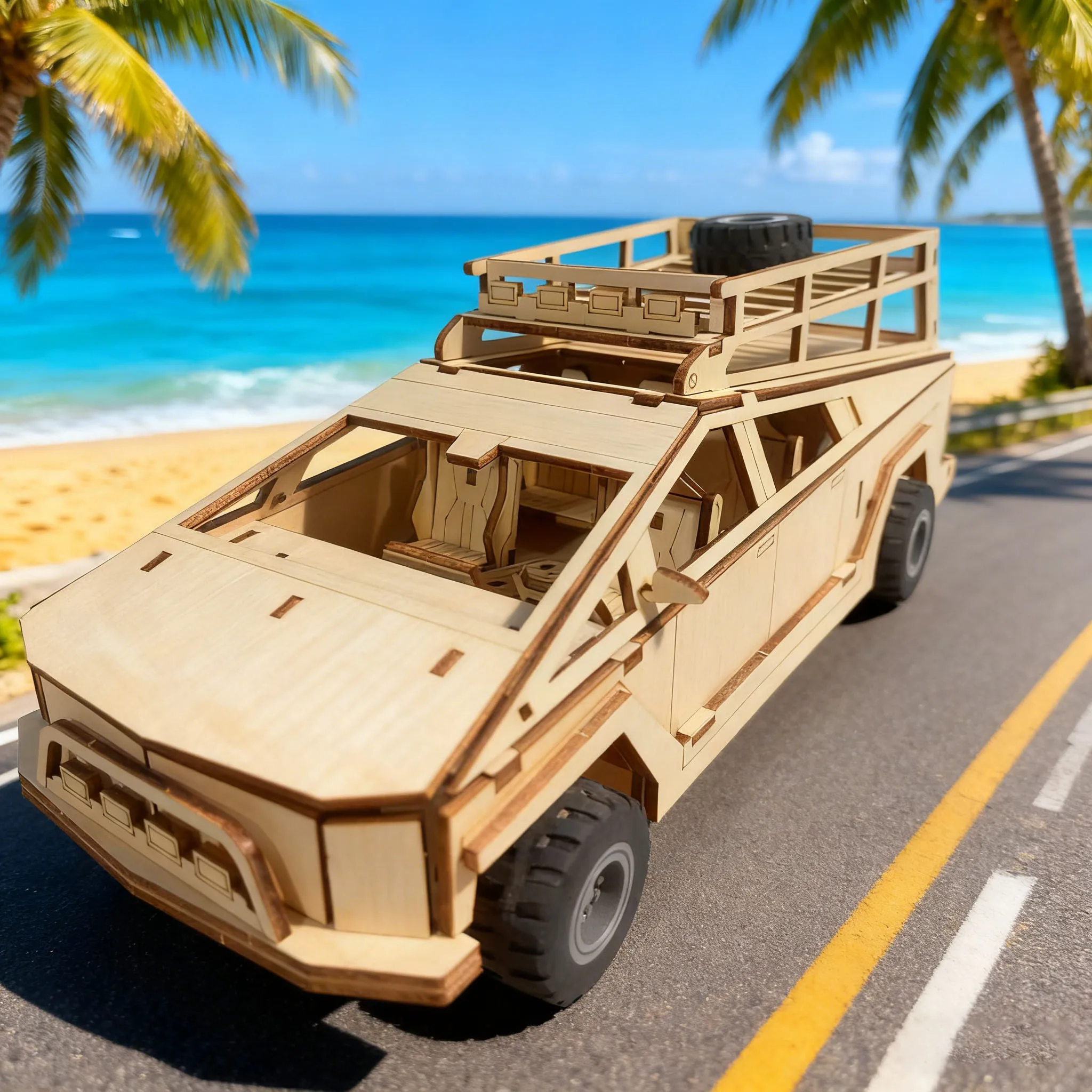 Un Rompecabezas De Madera En 3d Con La Forma De Un Coche De Viaje, Una Actividad Interactiva Para Padres E Hijos Que Fomenta La Paciencia.