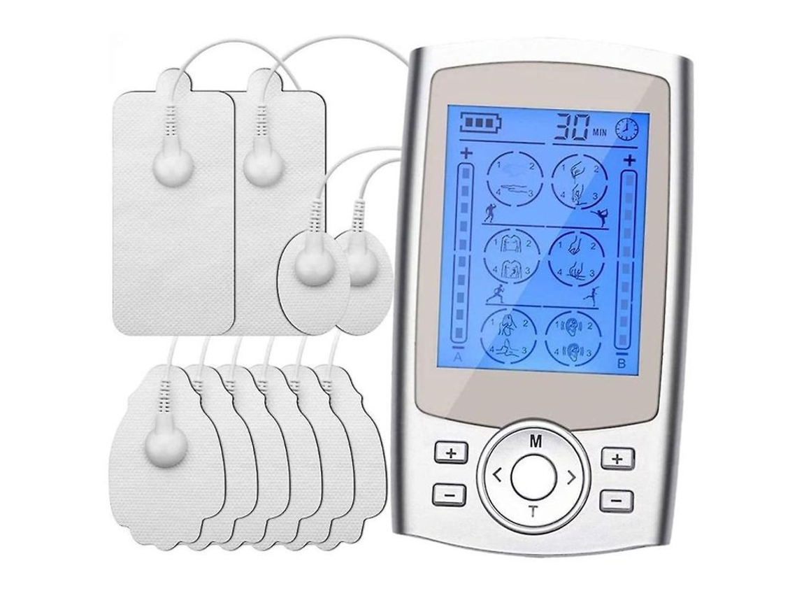 Estimulador Muscular Eléctrico Tens Digital Con 24 Modos Y 10 Almohadillas De Masaje.