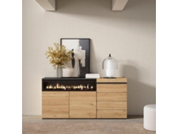 Aparador, 157x75x35 cm, Dormitorio, habitación, Chimenea eléctrica, Cómoda, Cajonera, Roble SKRAUT HOME