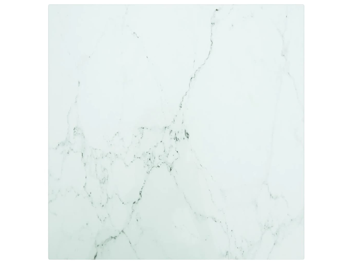 Tablero Mesa Diseño Mármol Vidrio Templado Blanco 40x40 Cm 6 Mm