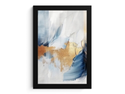 Póster Enmarcado Oro - Azul - Acuarela - Arte - Moderno 20x30 Cm