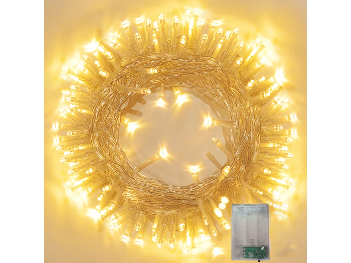 (luz Cálida 1m 10 Cuentas Led) Cadena De Luces Led, Alimentada Por Batería, Resistente Al Agua.