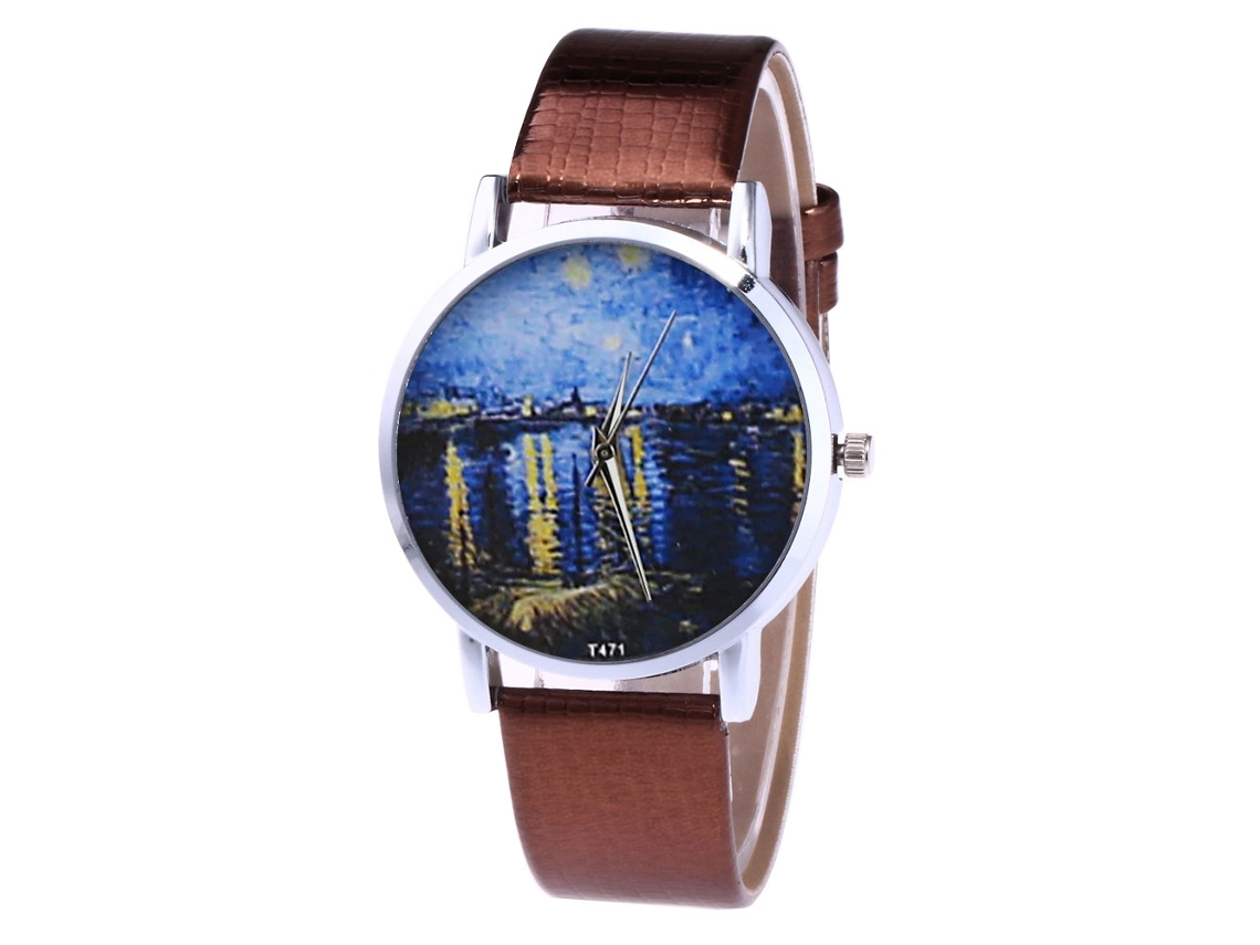 Reloj De Cuarzo De Pareja Casual Con Correa De Cuero Pu, Dial Redondo Simple, Café