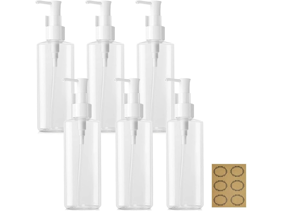 6 Botellas Transparentes De 100 Ml Con Bomba, Para Cosméticos