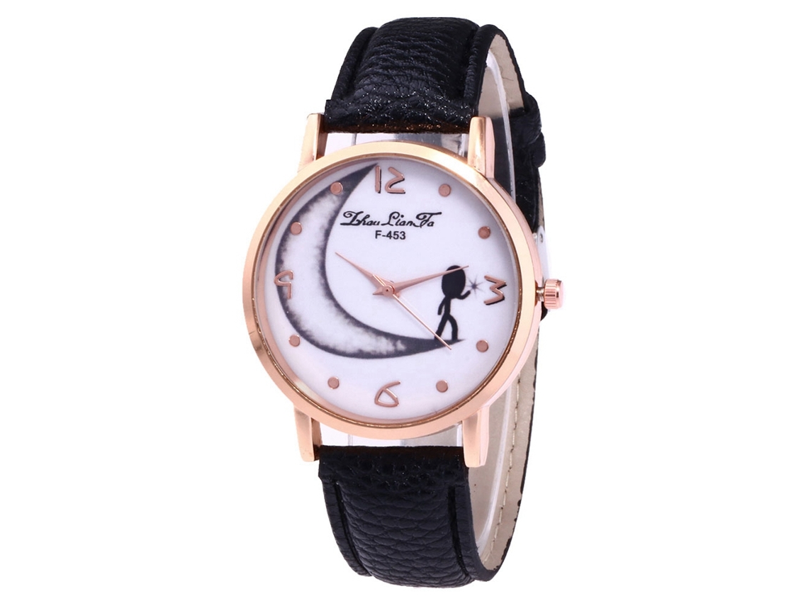 Reloj De Mujer Zhoulianfa De Cuero Pu Dial Redondo De Cuarzo Negro