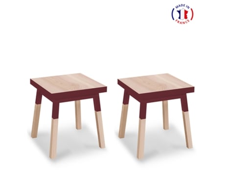 Conjunto de 2 Mesitas de Noche MON PETIT MEUBLE FRANÇAIS con 1 Cajón (Tabaco de Ruca - Madera - 40 x 45 x 40 cm)