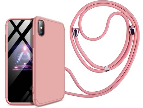 Funda iPhone X Slim Armor 360º con Collar Rosa